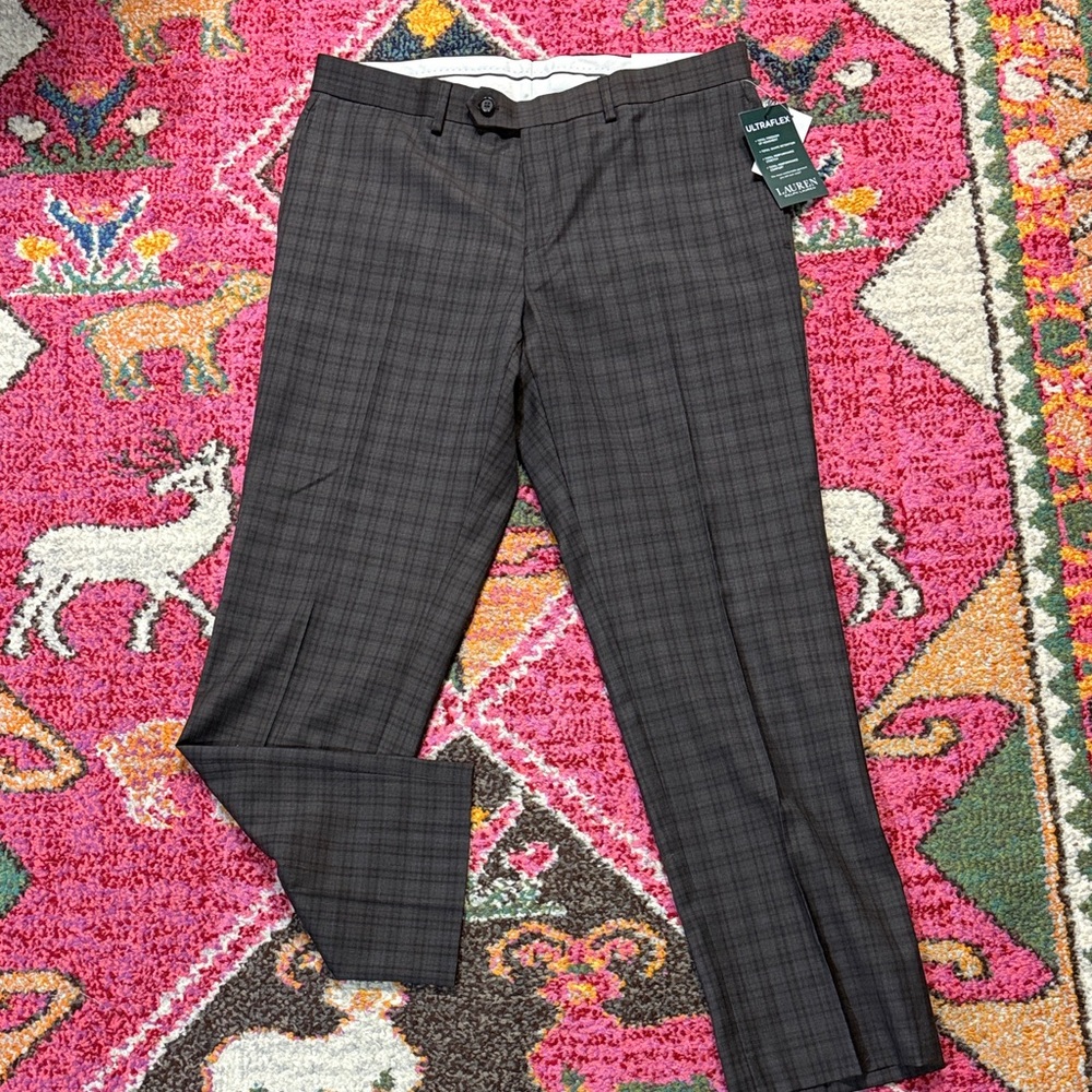Polo Ralph Lauren Men's Ultraflex plaid 100% wool Dress Pants NWT